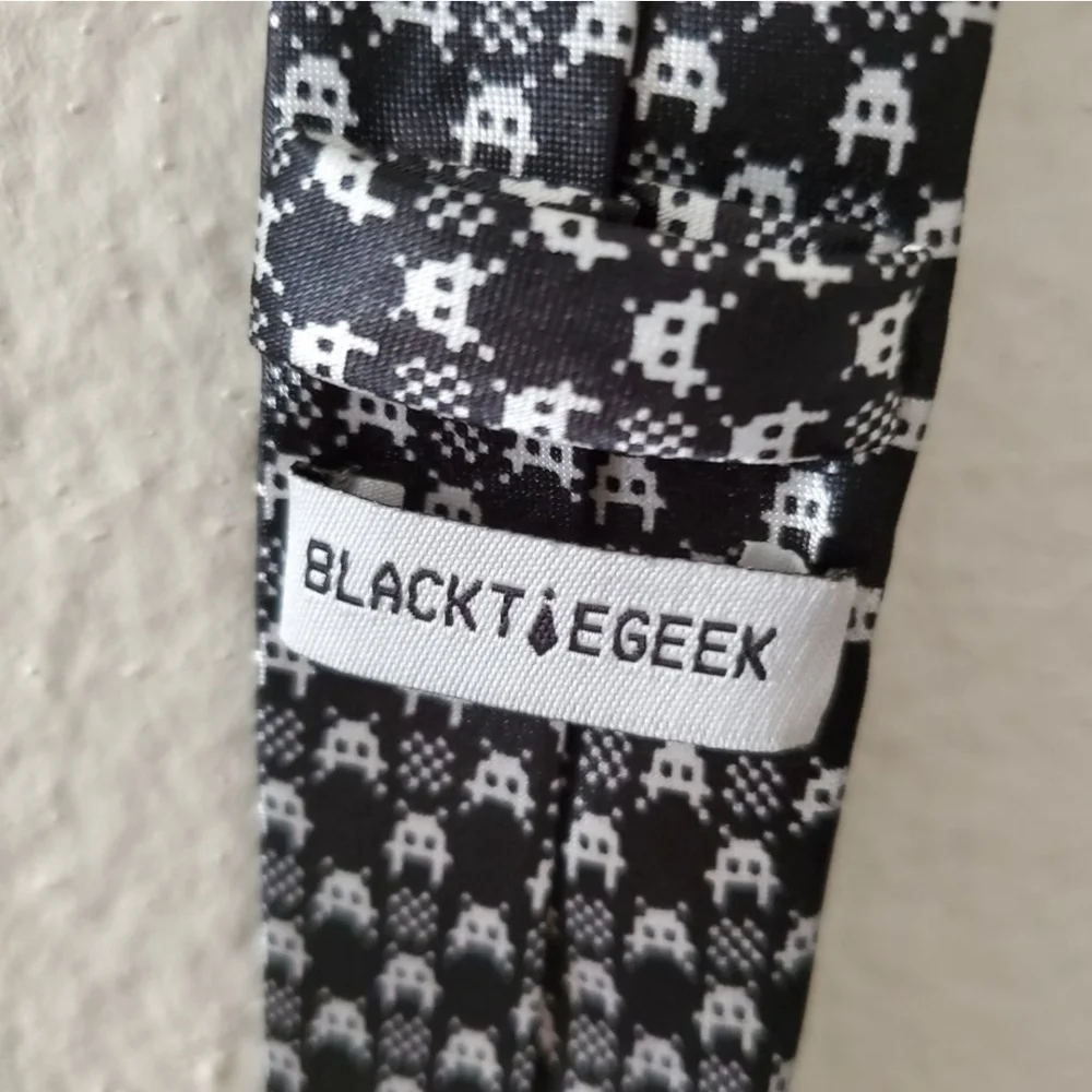 Black tie geek space invaders tie.